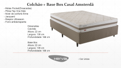 Colchão + Base Box Casal Amsterdã molas ensacadas